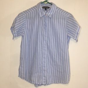 Blue Striped Button Up Top